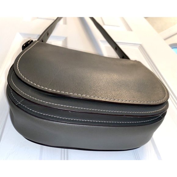 Genuine Coach Crossbody Saddle Bag No SD-20115 Gray Glove Tanned leather - Picture 5 of 12